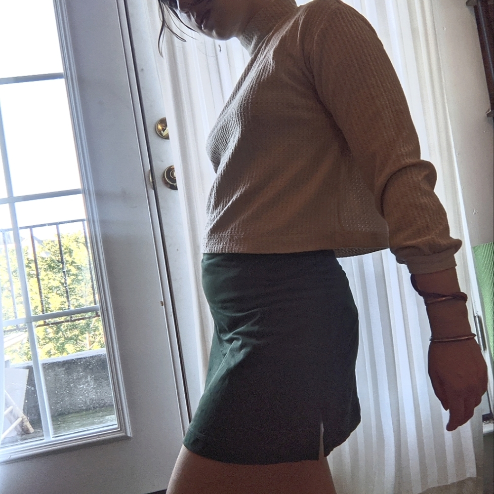 Waffle Knit Funnel Neck Cream LS Sweater Top